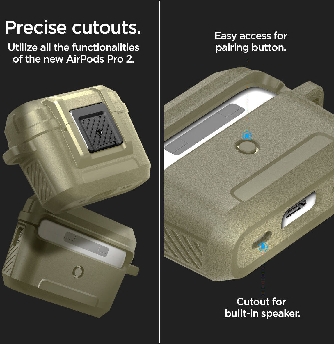 Spigen Lock Fit Apple AirPods Pro 1 / 2 Hoesje Khaki afbeelding 7