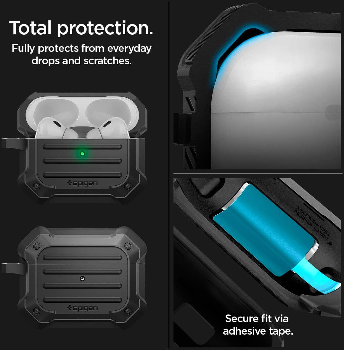 Spigen Tough Armor MagFit Apple AirPods Pro 1/2 Hoesje MagSafe Zwart afbeelding 3