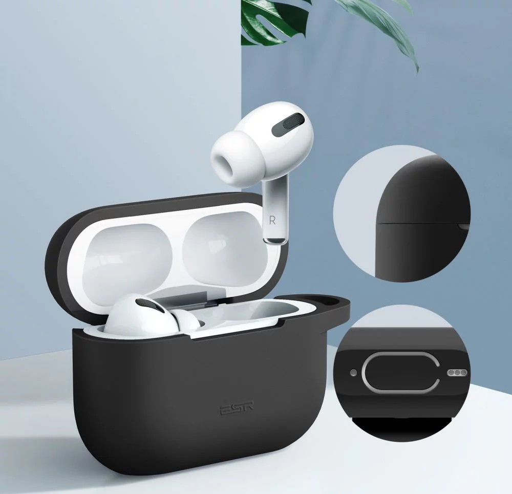 ESR Bounce Apple AirPods Pro 1/2 Hoesje Siliconen Zwart afbeelding 2