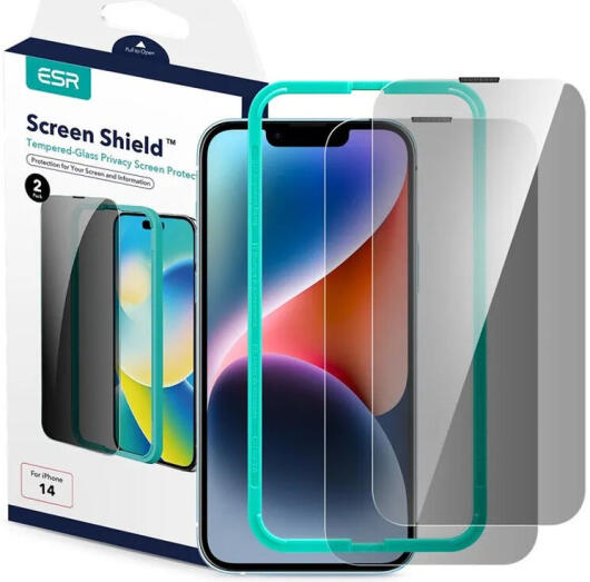 ESR iPhone 13/13 Pro/14 Privacy Screen Protector Tempered Glass 2-Pack afbeelding 6