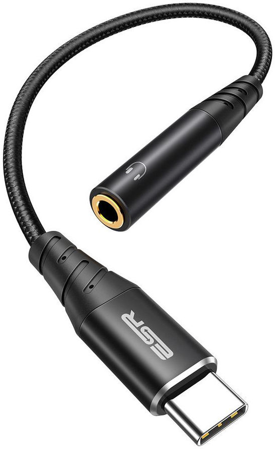 ESR USB-C naar 3.5mm Jack Audio Adapter met DAC-Chip 12CM Zwart afbeelding 2