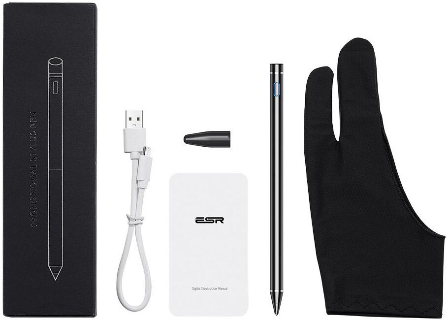 ESR Digital Actieve Stylus Pen met Handschoen + micro-USB-Kabel Zwart afbeelding 12