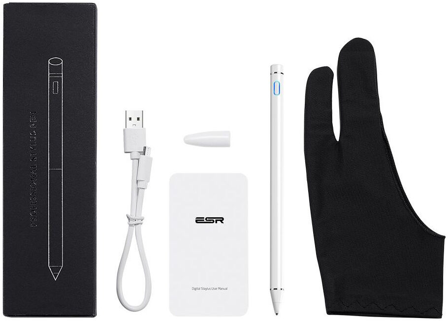 ESR Digital Actieve Stylus Pen met Handschoen + Micro-USB-Kabel Wit afbeelding 12