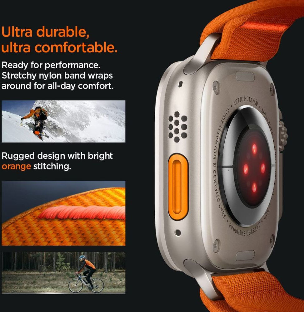 Spigen Fit Ultra Apple Watch Bandje - 1-9/SE/Ultra 42MM/44MM/45MM/49MM - Oranje afbeelding 4