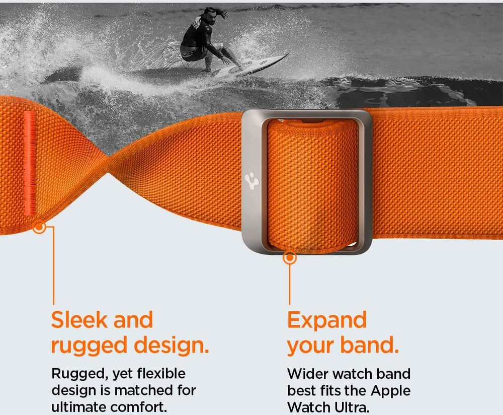 Spigen Fit Ultra Apple Watch Bandje - 1-9/SE/Ultra 42MM/44MM/45MM/49MM - Oranje afbeelding 6