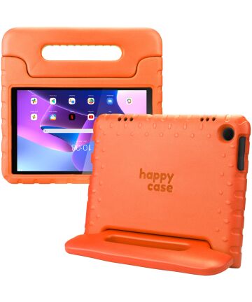 HappyCase Lenovo Tab M10 Gen 3 10.1 Kinder Tablethoes Handvat Oranje Hoesjes