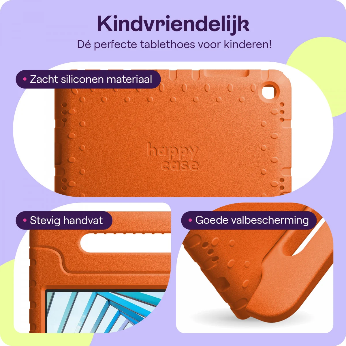 HappyCase Lenovo Tab M10 Gen 3 10.1 Kinder Tablethoes Handvat Oranje afbeelding 4