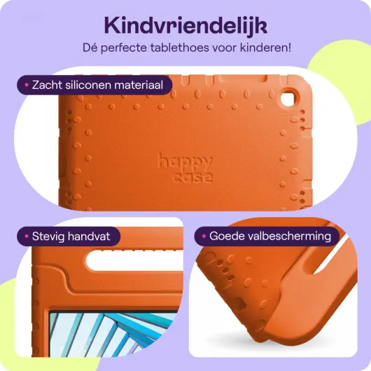 HappyCase Lenovo Tab M10 Gen 3 10.1 Kinder Tablethoes Handvat Oranje afbeelding 4