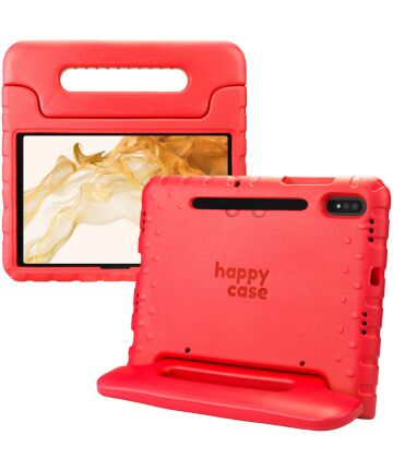 HappyCase Samsung Tab S7/S8 Kinder Tablethoes met Handvat Rood Hoesjes