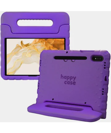 HappyCase Samsung Tab S7/S8 Kinder Tablethoes met Handvat Paars Hoesjes