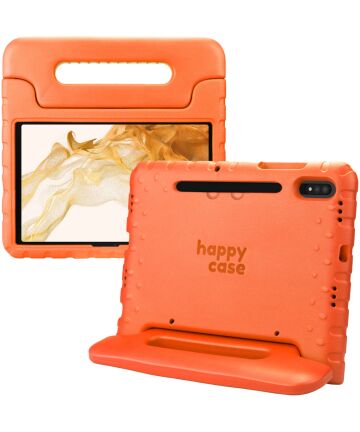 HappyCase Samsung Tab S7/S8 Kinder Tablethoes met Handvat Oranje Hoesjes