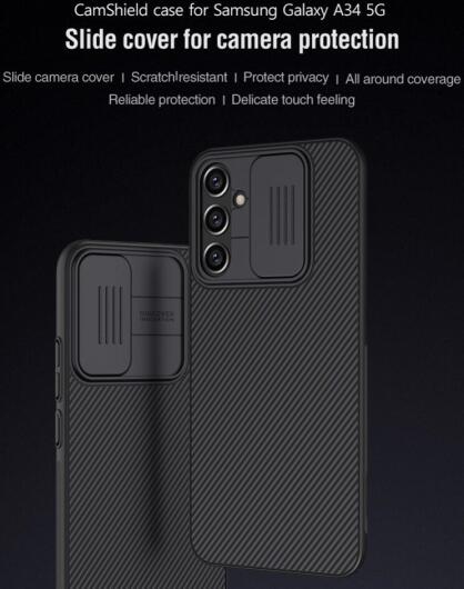 Nillkin CamShield Samsung Galaxy A34 Hoesje met Camera Slider Blauw afbeelding 2