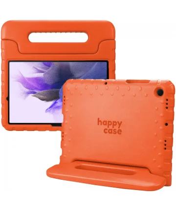 HappyCase Samsung Tab S7 FE/S7 Plus Kinder Tablethoes Handvat Oranje Hoesjes