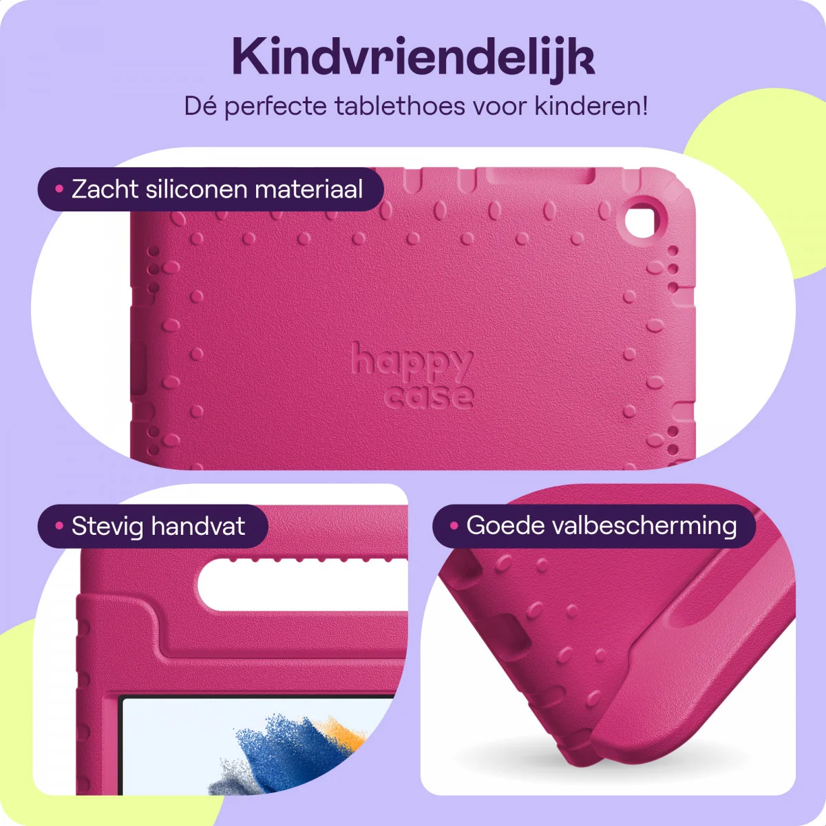 HappyCase Samsung Tab A8 Kinder Tablethoes met Handvat Roze afbeelding 4