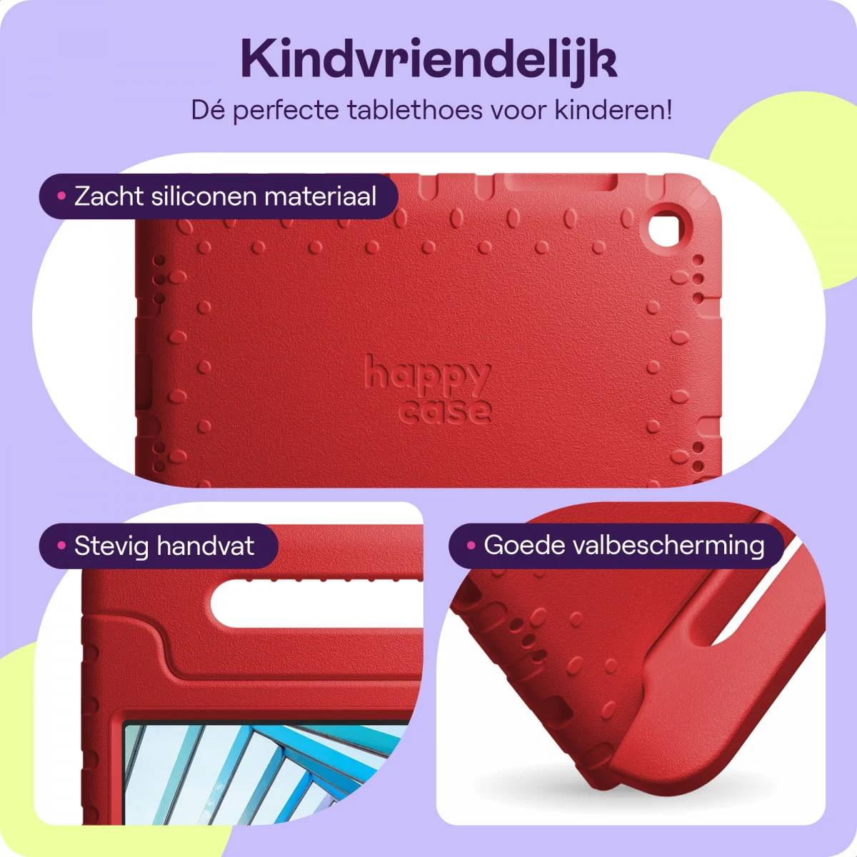 HappyCase Lenovo Tab M10 Gen 3 10.1 Kinder Tablethoes Handvat Rood afbeelding 4