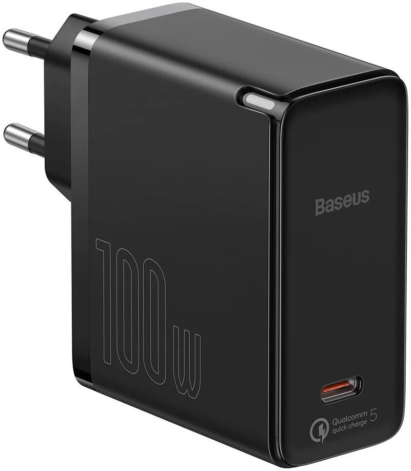 Baseus GaN2 100W Snellader met Fast Charge + 100W USB-C Kabel Zwart afbeelding 1