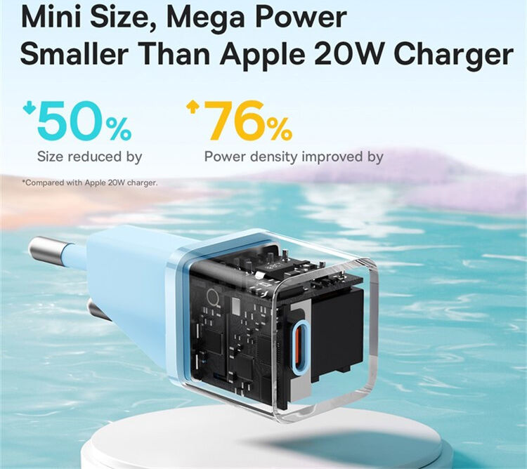 Baseus GaN5 20W Compacte Fast Charger USB-C Blauw afbeelding 4