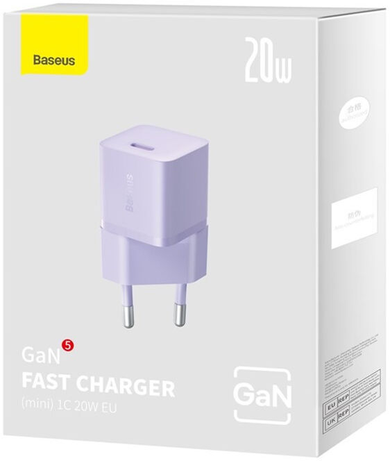Baseus GaN5 20W Compacte Fast Charger USB-C Paars afbeelding 12