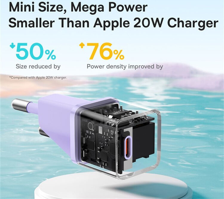 Baseus GaN5 20W Compacte Fast Charger USB-C Paars afbeelding 4