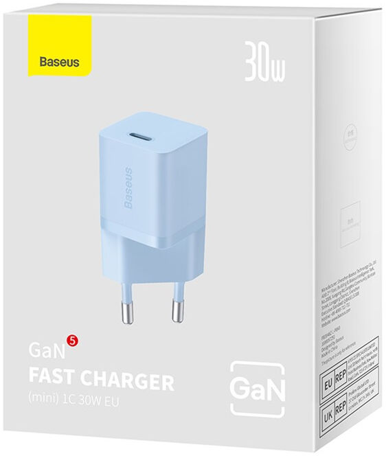 Baseus GaN5 30W Compacte Fast Charger USB-C Blauw afbeelding 12