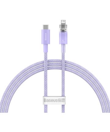 Baseus Explorer USB-C naar Apple Lightning Kabel PD 20W Paars 1 Meter Kabels