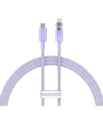 Baseus Explorer USB-C naar Apple Lightning Kabel PD 20W Paars 2 Meter Kabels