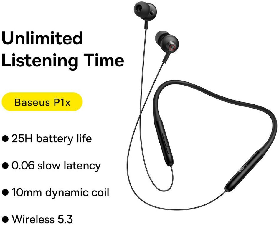 Baseus Bowie P1x Bluetooth Oordopjes met Nekband Beige afbeelding 4