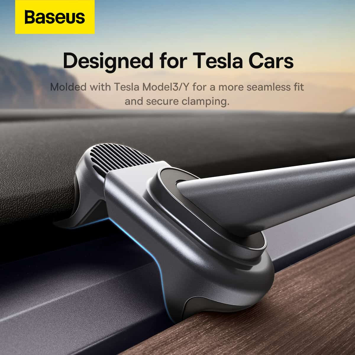 Baseus T-Space Solar Elektrische Telefoon Houder Auto Tesla Model Y/3 afbeelding 3