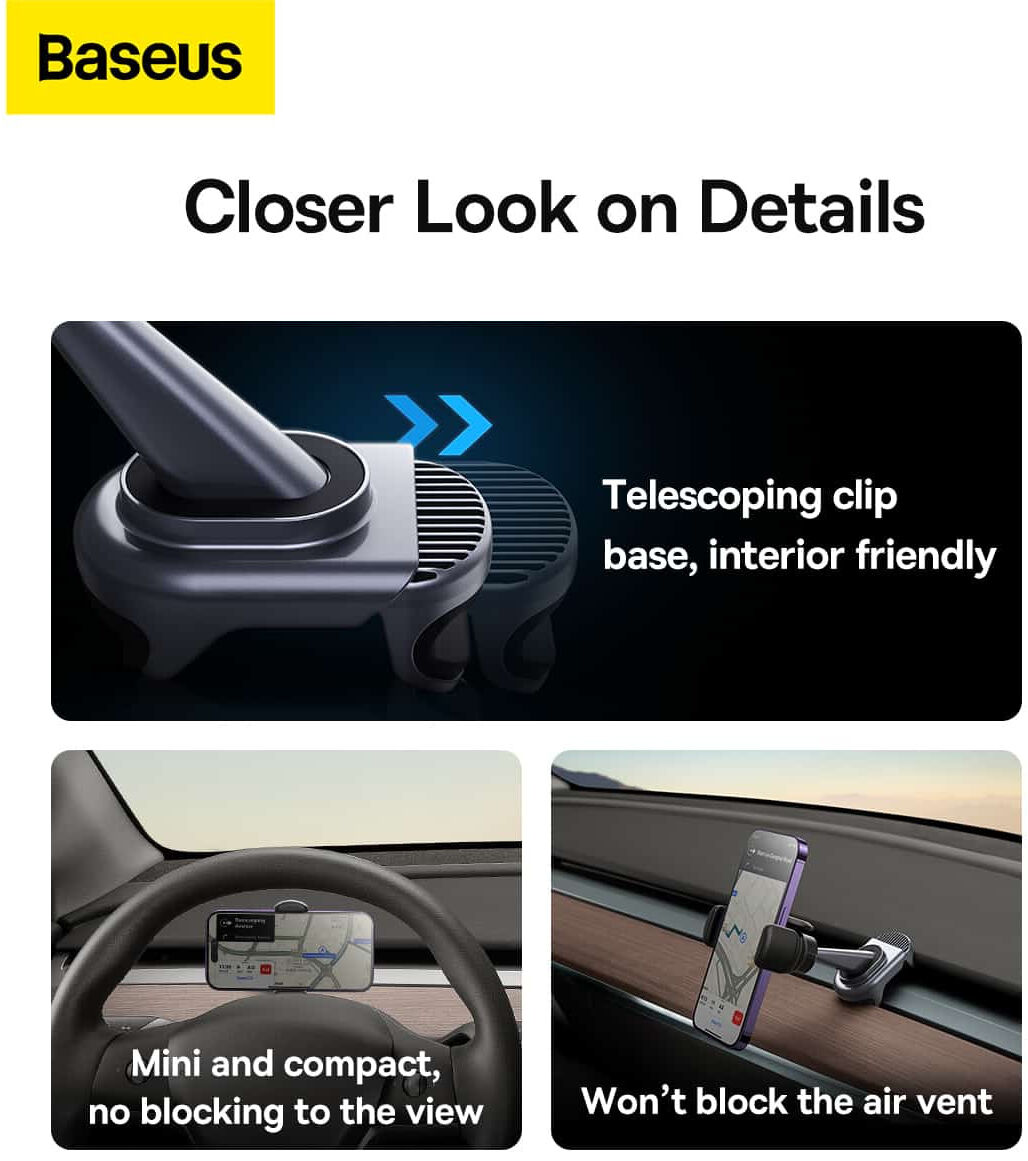 Baseus T-Space Solar Elektrische Telefoon Houder Auto Tesla Model Y/3 afbeelding 7