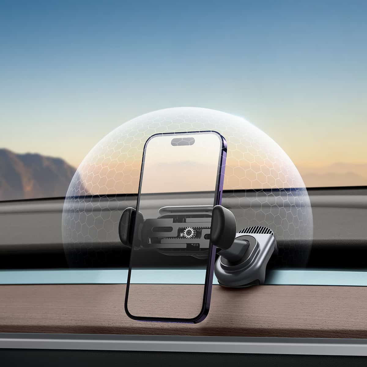 Baseus T-Space Solar Elektrische Telefoon Houder Auto Tesla Model Y/3 afbeelding 9