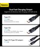 Baseus 33W Fast Charge Autolader met Uitrekbare USB-C Kabel Zwart