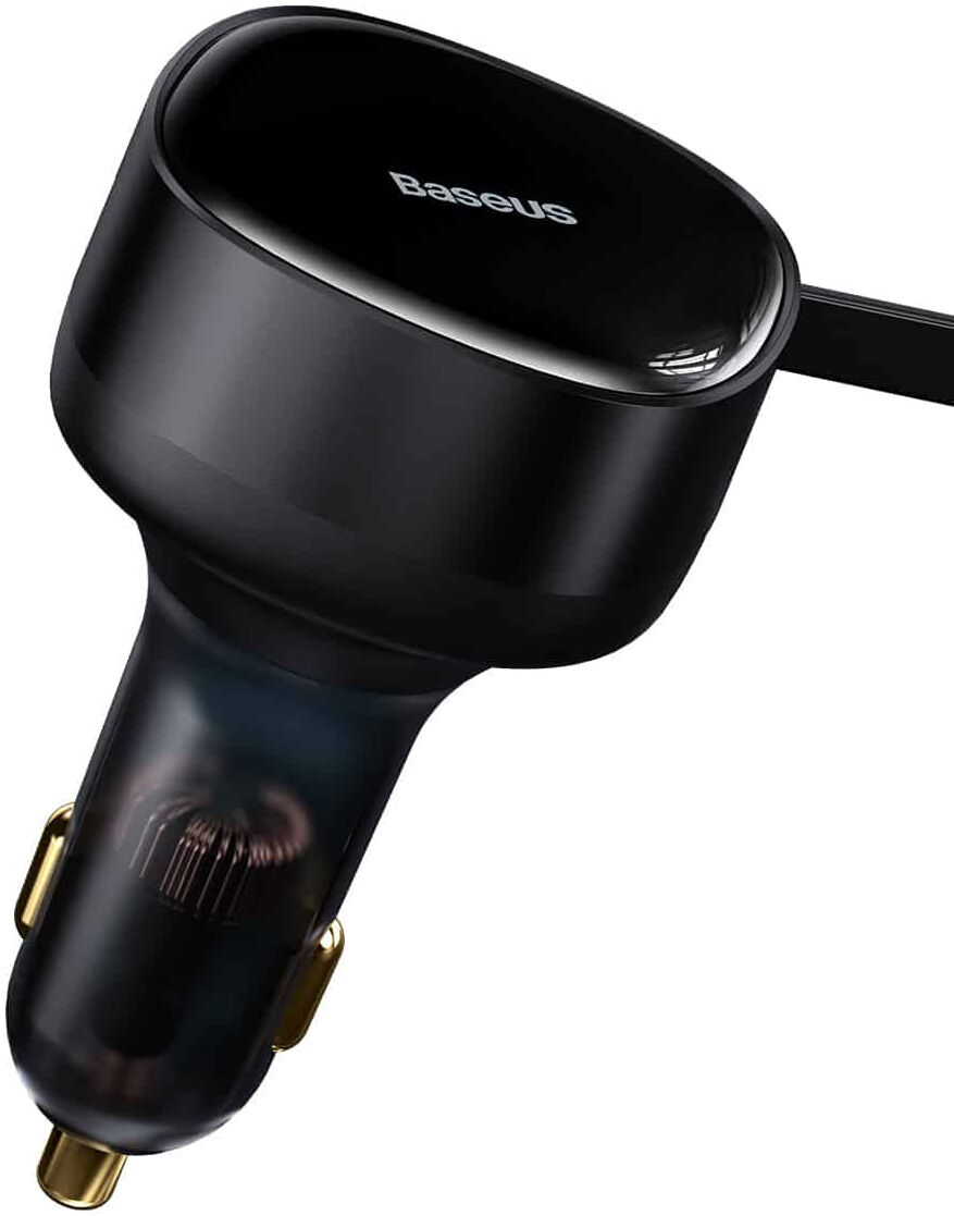 Baseus 33W Fast Charge Autolader met Uitrekbare USB-C Kabel Zwart afbeelding 2