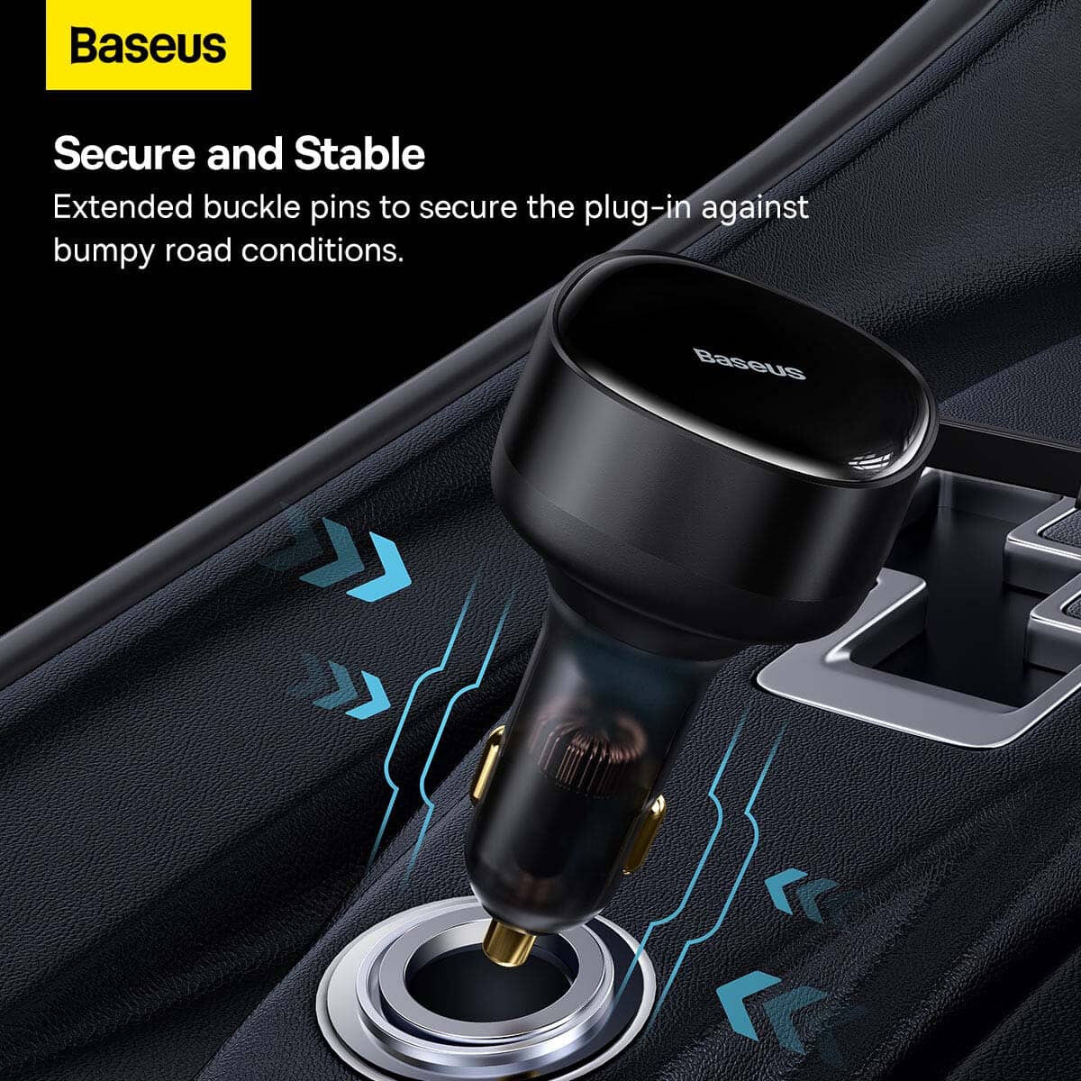 Baseus 33W Fast Charge Autolader met Uitrekbare USB-C Kabel Zwart afbeelding 6