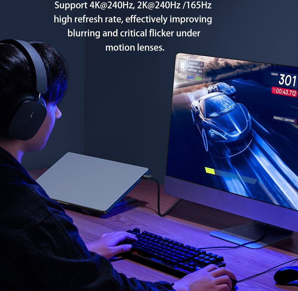 Baseus High Definition DisplayPort 1.4 Videokabel 8K 60Hz 1.5M Zwart afbeelding 4