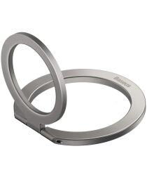 Baseus Halo Series Vouwbare Metalen Ring Standaard voor Vinger Zilver