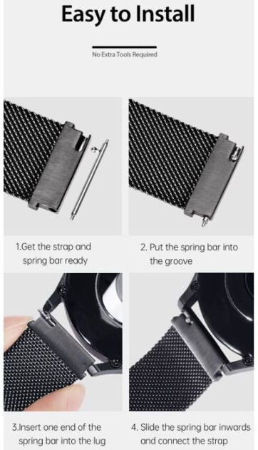 Dux Ducis Milanese Staal - Universeel Smartwatch Bandje 20MM - Grijs afbeelding 3