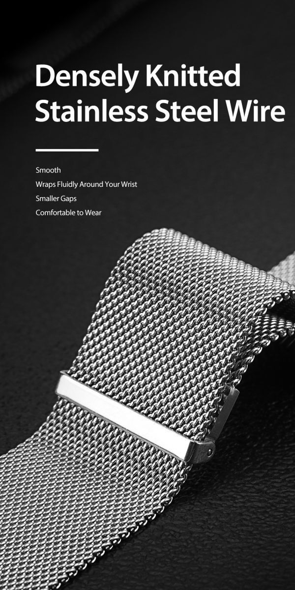 Dux Ducis Milanese Staal - Universeel Smartwatch Bandje 20MM - Grijs afbeelding 4