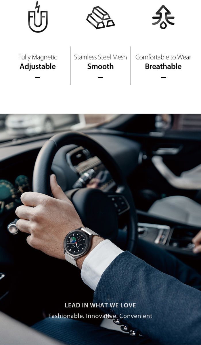 Dux Ducis Milanese Staal - Universeel Smartwatch Bandje 20MM - Grijs afbeelding 6