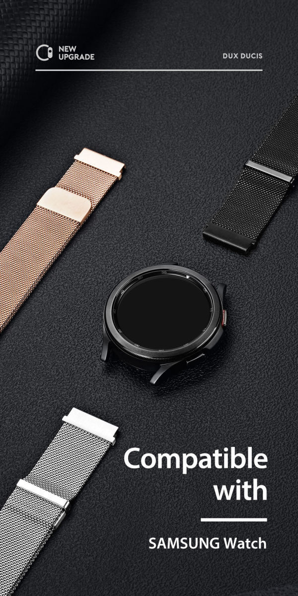 Dux Ducis Milanese Staal - Universeel Smartwatch Bandje 20MM - Grijs afbeelding 7