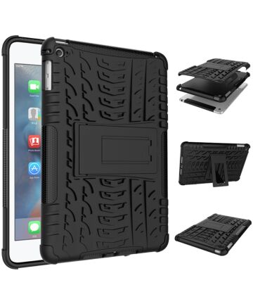 Apple iPad Mini 5/Mini 4 Hoes Robuust Hybride Back Cover Zwart Hoesjes