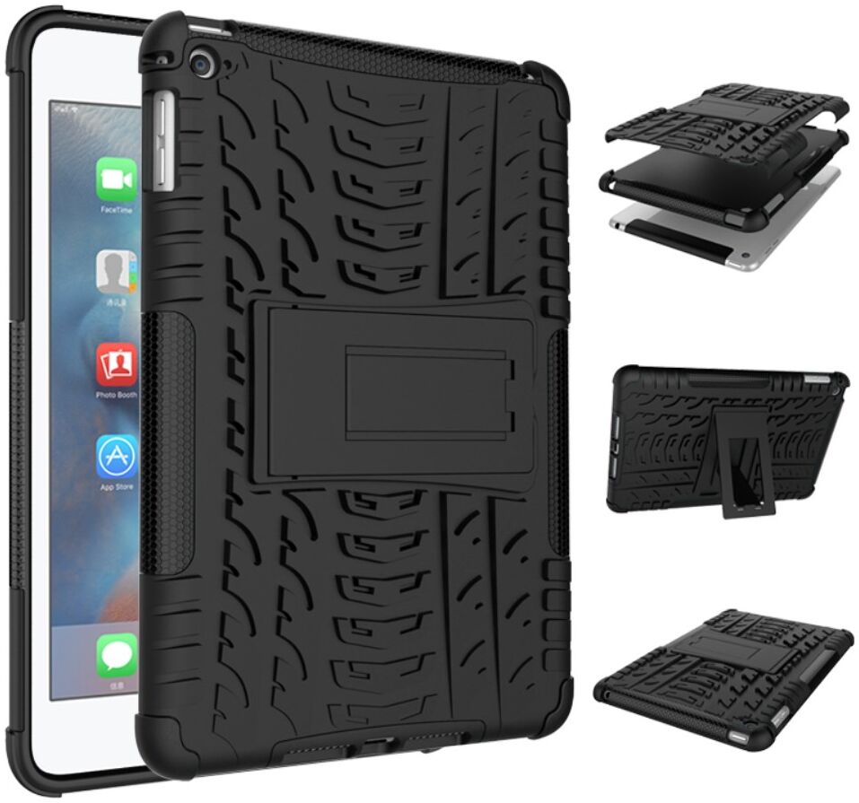 Apple iPad Mini 5/Mini 4 Hoes Robuust Hybride Back Cover Zwart afbeelding 1