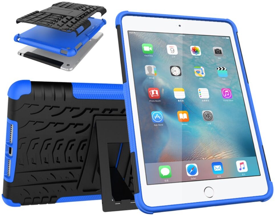 Apple iPad Mini 5/Mini 4 Hoes Robuust Hybride Back Cover Blauw afbeelding 2