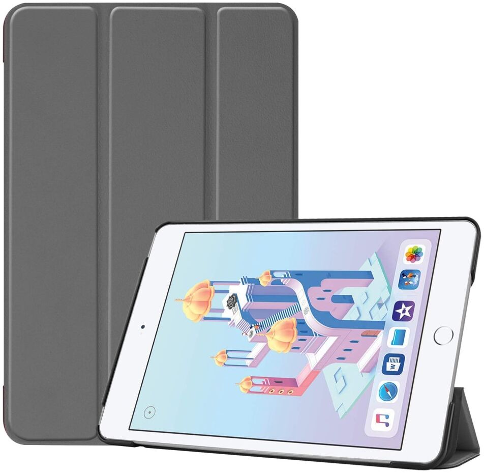 Apple iPad Mini 4 / Mini 5 Hoes Tri-Fold Book Case met Standaard Grijs afbeelding 1