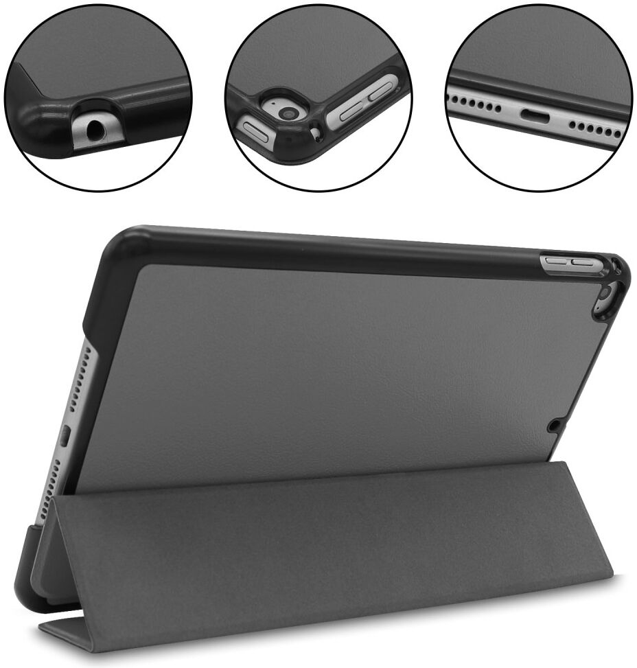 Apple iPad Mini 4 / Mini 5 Hoes Tri-Fold Book Case met Standaard Grijs afbeelding 2