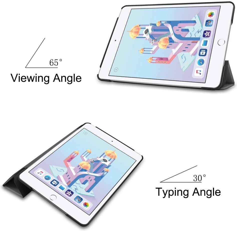 Apple iPad Mini 4 / Mini 5 Hoes Tri-Fold Book Case met Standaard Grijs afbeelding 7