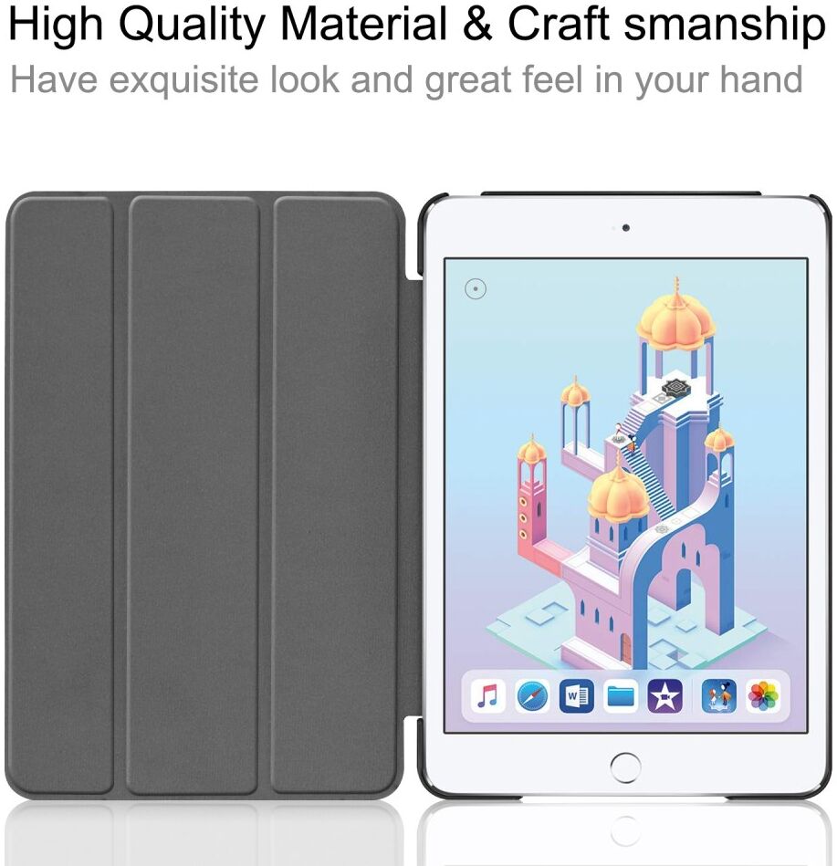 Apple iPad Mini 4 / Mini 5 Hoes Tri-Fold Book Case met Standaard Grijs afbeelding 9