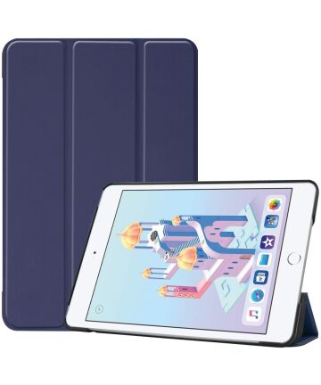 Apple iPad Mini 4 / Mini 5 Hoes Tri-Fold Book Case met Standaard Blauw Hoesjes