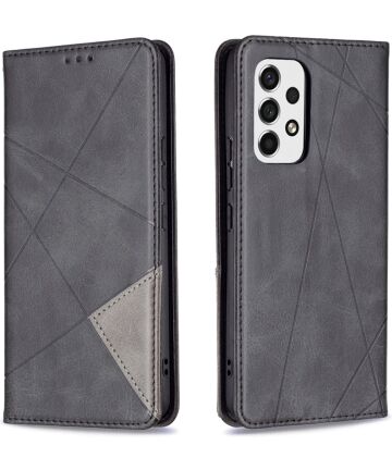 Samsung Galaxy A53 Hoesje Portemonnee Book Case Geometrie Design Zwart Hoesjes