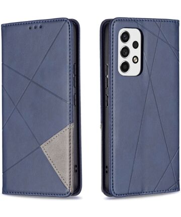 Samsung Galaxy A53 Hoesje Portemonnee Book Case Geometrie Design Blauw Hoesjes
