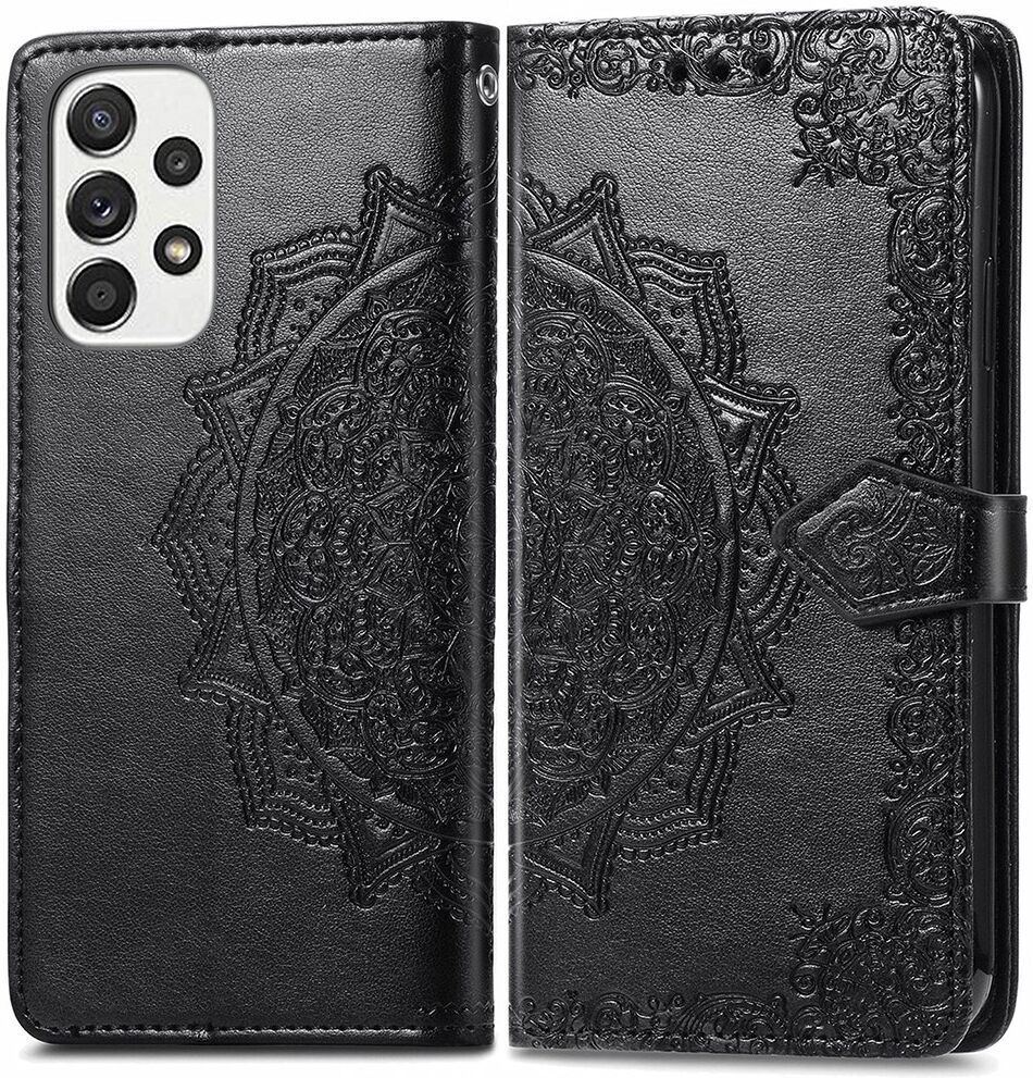 Samsung Galaxy A53 Hoesje Mandala Book Case met Pasjeshouder Zwart afbeelding 1